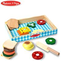 Melissa &amp- Doug-Juego para Hacer sándwich-Making Food- Bandeja de Almacenamiento de Madera-- 16 Piezas (96043)